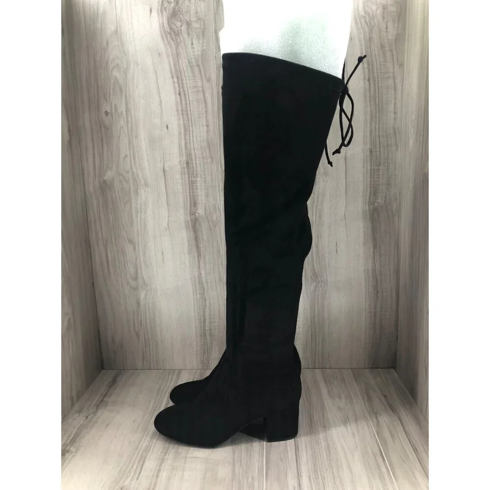 Gianni Bini OTK Boots Womens 10 Black Slip On Over The Knee